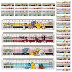 Feelbox 寶可夢方形尺 15cm 4*10入, 黃色、酒紅色、粉色、藍色, 1套