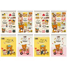 bestin Rilakkuma 拉拉熊綜合線圈筆記本 4 款*2入組, 象牙色 1, 象牙色 2, 黃色, 粉色, 1套