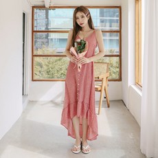 VENDIS 女款V領淑女風海灘長版連身裙 H299