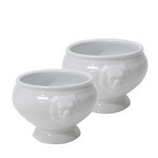 HoReCa 獅子頭造型湯碗, 白色的, 2個