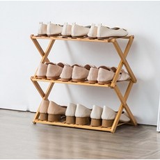 You&Me多功能折疊式竹製鞋架 3層 SNJ002, 衝米色