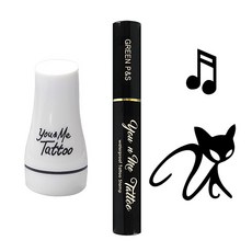 You & Me 紋身印章 New 大號 黑貓 + 小號 八分音符, 黑色墨水, 1套