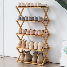 You&Me多功能折疊式竹製鞋架 5層 SNJ002, 衝米色