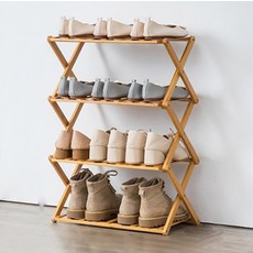 You&Me多用途折疊式竹製鞋架 4層 SNJ002, 衝米色