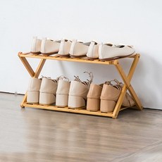 You&Me多功能折疊式竹製鞋架 2層 SNJ002, 衝米色