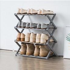 You&Me多用途折疊式竹製鞋架 4層 SNJ002, 衝灰