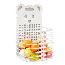 小熊造型壁掛式折疊洗衣籃, 白色的, 1個