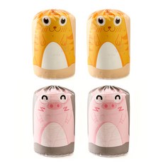 可愛印花圓形棉被收納束口袋組 2款 2入, 1套, 虎（黃）、豬（灰）