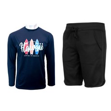 벤디스 남성용 하와이 긴팔 래쉬가드 상의 C264 + 서퍼오션 비치팬츠 M605 세트