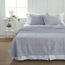 gBEDDING 素色條紋薄被+枕頭套, 灰色