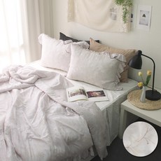 簡約荷葉邊莫代爾夏季薄被, 淺灰