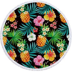 Kong K Items 仙人掌紅鶴圓形海灘巾, 1個, C