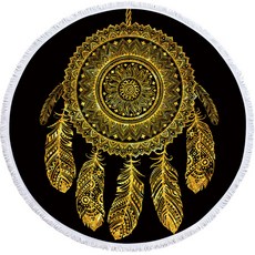 Kong K Items 黑金圓形沙灘巾, 1個, D