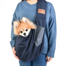 올치 강아지 이동가방 포대기 베이직 슬링백, 네이비, 1개