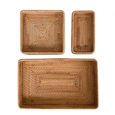 kategarden 基本方形藤製托盤 3 件套, 單色, 1組