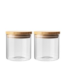 竹子耐熱玻璃密封容器, 350毫升, 2個