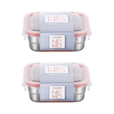 스텐락 네모 밀폐용기 정사각 6호, 2개, 480ml