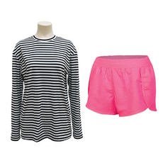 VENDIS 女男孩遇見女孩防曬上衣 M226 + 沙灘褲開衩短褲 A521 套裝