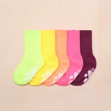 HI BABY CLUB 孩童彩色羅紋中筒襪 5雙