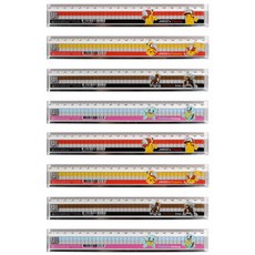 Feelbox 寵物小精靈 20cm切割尺 4 x 2p 套組, 紅色、黃色、棕色、粉色, 1套