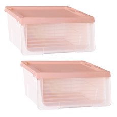 MINEING 可堆疊式收納箱 35L, 2個, 粉色