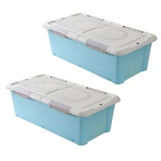 마이닝 언더베드 플라스틱 리빙박스, 블루, 74L, 2개