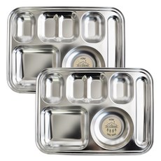 露營不鏽鋼幼兒園6格餐盤 大 2個, 單色