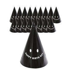 와우파티코리아 미소 생일 고깔, 블랙, 18개