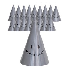 WOW PARTY KOREA 微笑生日尖帽, 18個, 灰色