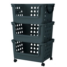 이동식 바퀴포함 바스켓 80L, 네이비, 3개