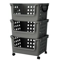 보노하우스 이동식 바퀴포함 바스켓 80L, 그레이, 3개