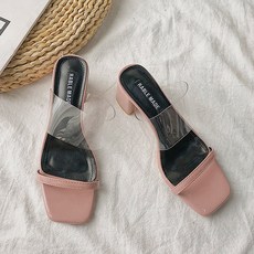 RABLE 女款PVC透明帶高跟穆勒鞋 6.5cm, 粉色, 250mm