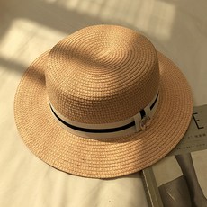 黑白緞帶徽章裝飾巴拿馬帽