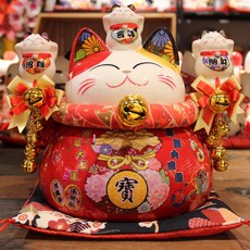 INTODECO 成功幸運紅色招財貓福貓雕像, 混合色