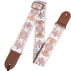 K sound嬉皮風格圖案吉他背帶, 白A