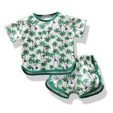 ANGEL'S WING 兒童透氣椰子樹夏季上下套裝