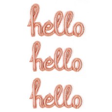 joyparty 字母 鋁箔氣球 hello, 鐳射玫瑰金, 3個