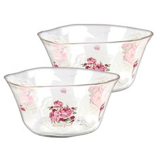 ADERIA 花卉圖案玻璃碗盆, 浪漫花園, 2個