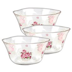 ADERIA 花卉圖案玻璃碗盆, 浪漫花園, 3個
