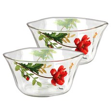 ADERIA 花卉圖案玻璃碗盆, 閃耀, 2個
