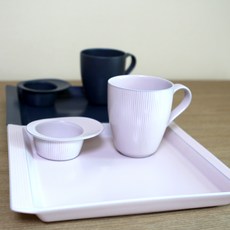 Pblue Roslagen 雙人早午餐6件組, 粉紅色, 海軍藍, 方形大餐盤 2p + 馬克杯 2p + 烤盅 2p, 6個