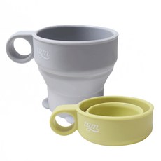 티지엠 실리콘 폴딩컵 + 케이스 + 가방 고리 세트, 그레이, 올리브, 1세트