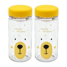 Kitchen U 小熊圖案 Ecozen材質水瓶, 黃色, 350ml, 2個