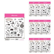 Uniart 1500 韓國透明貼紙 傳統圖案 黑白, 10個