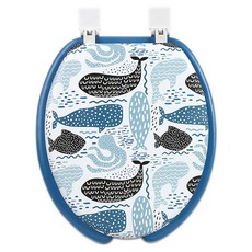 Bros鯨魚角色U型馬桶蓋 中型, 混色, 1個