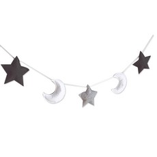 LivingDA 立體毛氈星星月亮掛飾組, 黑白色, 1套