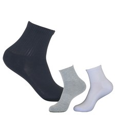 Peraus 男士簡約素色毛圈高爾夫襪 3雙 CSFU5004S0, 灰色, 黑色, 白色, 1個