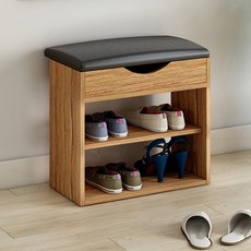 GAPANG 坐式鞋櫃, 鞋櫃（橡木），座椅（黑色）