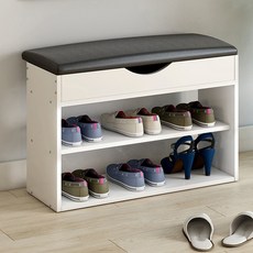 GAPANG 陽台儲物櫃 4 步, 鞋櫃（白色），座椅（黑色）