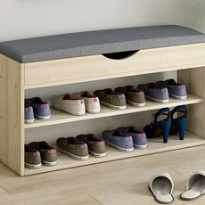 GAPANG 沙發式預製座鞋櫃800, 鞋櫃（楓木），座椅（黑色）